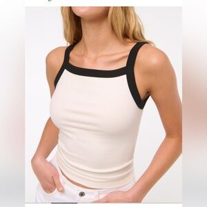 Abercrombie & Fitch Cream and Black Tank Top